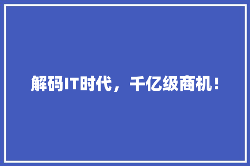 解码IT时代，千亿级商机！