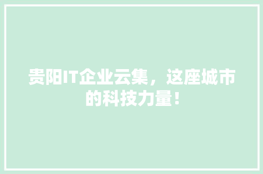 贵阳IT企业云集，这座城市的科技力量！ 响应式设计