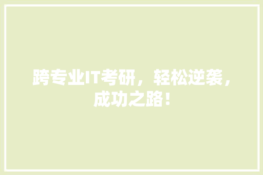 跨专业IT考研，轻松逆袭，成功之路！ 网站建设