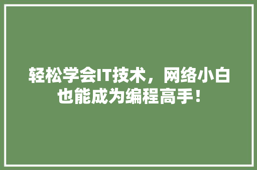 轻松学会IT技术，网络小白也能成为编程高手！