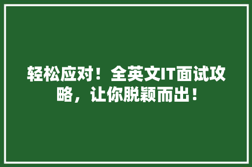 轻松应对！全英文IT面试攻略，让你脱颖而出！ 网站建设