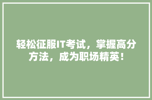 轻松征服IT考试，掌握高分方法，成为职场精英！ 前端技术