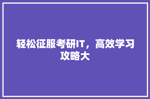 轻松征服考研IT，高效学习攻略大 后端技术