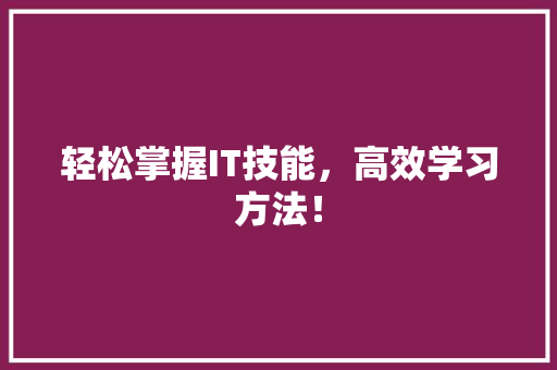 轻松掌握IT技能，高效学习方法！ 项目报告