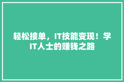 轻松接单，IT技能变现！学IT人士的赚钱之路 项目报告