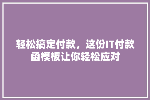 轻松搞定付款，这份IT付款函模板让你轻松应对 项目报告