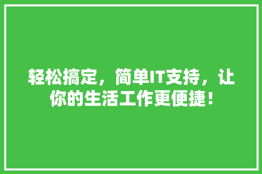 轻松搞定，简单IT支持，让你的生活工作更便捷！