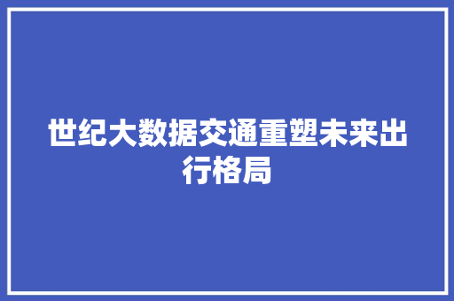 世纪大数据交通重塑未来出行格局