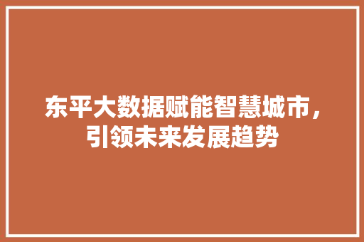 东平大数据赋能智慧城市，引领未来发展趋势 市场营销范文