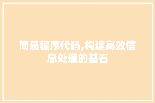 简易程序代码,构建高效信息处理的基石 响应式设计