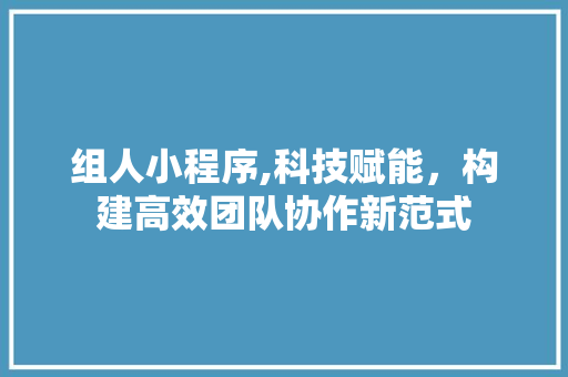 组人小程序,科技赋能，构建高效团队协作新范式 MySQL