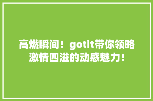 高燃瞬间！gotit带你领略激情四溢的动感魅力！ 前端技术
