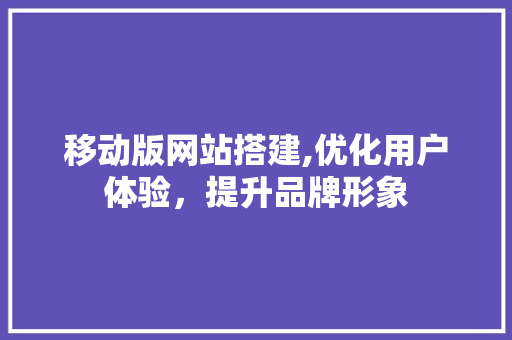 移动版网站搭建,优化用户体验，提升品牌形象 项目报告