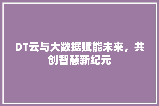 DT云与大数据赋能未来，共创智慧新纪元