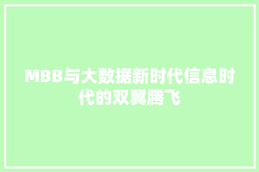 MBB与大数据新时代信息时代的双翼腾飞