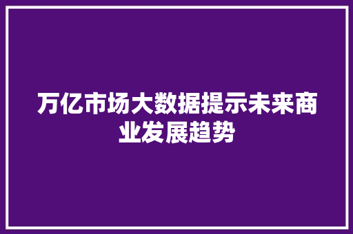 万亿市场大数据提示未来商业发展趋势 项目报告