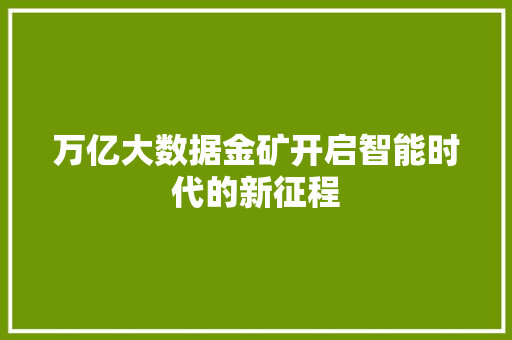 万亿大数据金矿开启智能时代的新征程