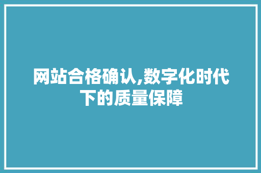 网站合格确认,数字化时代下的质量保障