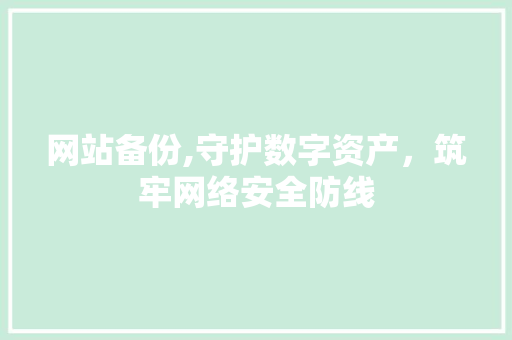 网站备份,守护数字资产，筑牢网络安全防线