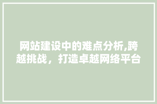 网站建设中的难点分析,跨越挑战，打造卓越网络平台 后端技术