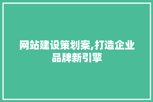网站建设策划案,打造企业品牌新引擎 项目报告