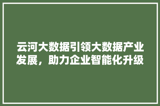 云河大数据引领大数据产业发展，助力企业智能化升级