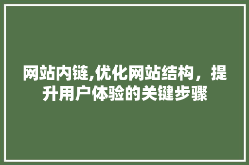 网站内链,优化网站结构，提升用户体验的关键步骤 响应式设计