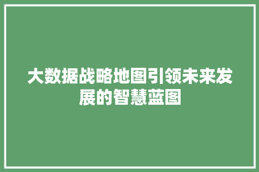 大数据战略地图引领未来发展的智慧蓝图