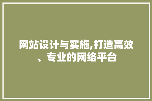 网站设计与实施,打造高效、专业的网络平台 市场营销范文