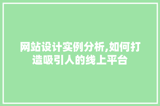 网站设计实例分析,如何打造吸引人的线上平台 项目报告