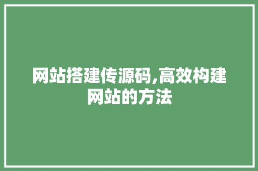 网站搭建传源码,高效构建网站的方法 缓存Redis