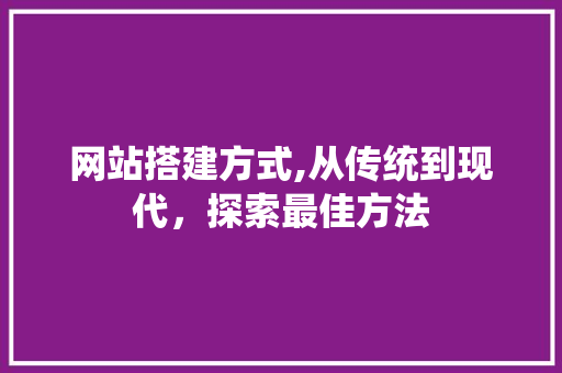 网站搭建方式,从传统到现代，探索最佳方法 网站建设