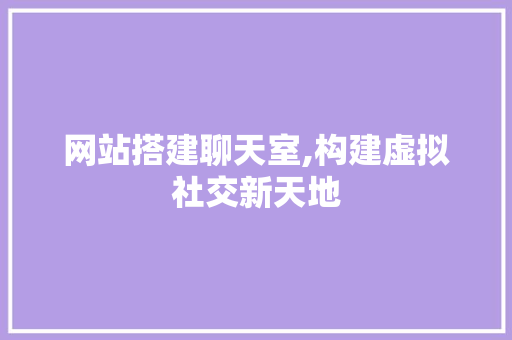 网站搭建聊天室,构建虚拟社交新天地 项目报告