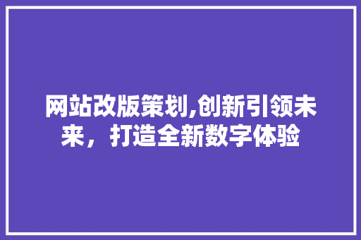 网站改版策划,创新引领未来，打造全新数字体验