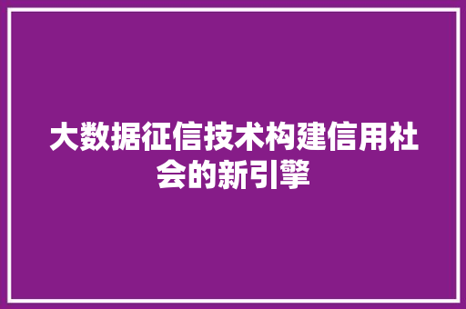 大数据征信技术构建信用社会的新引擎