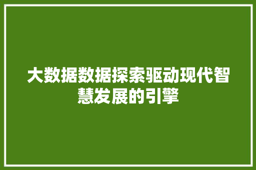 大数据数据探索驱动现代智慧发展的引擎