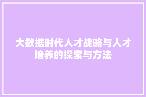 大数据时代人才战略与人才培养的探索与方法