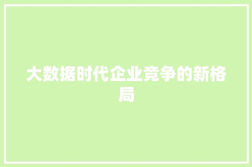 大数据时代企业竞争的新格局