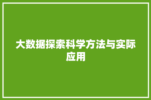 大数据探索科学方法与实际应用