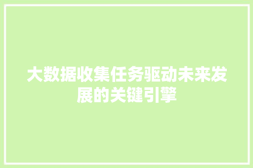 大数据收集任务驱动未来发展的关键引擎