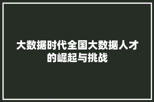 大数据时代全国大数据人才的崛起与挑战