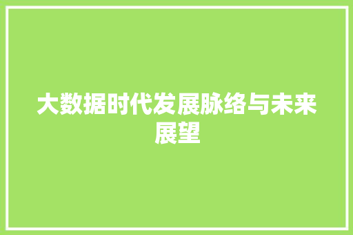 大数据时代发展脉络与未来展望