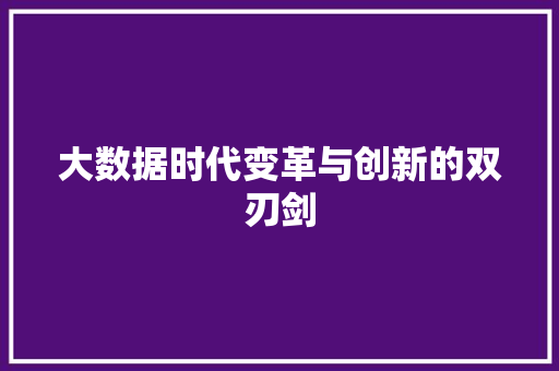 大数据时代变革与创新的双刃剑