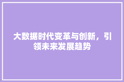 大数据时代变革与创新，引领未来发展趋势