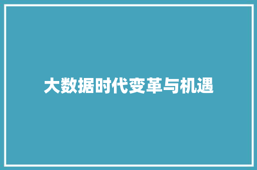 大数据时代变革与机遇
