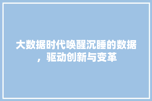 大数据时代唤醒沉睡的数据，驱动创新与变革