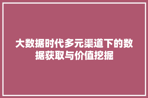 大数据时代多元渠道下的数据获取与价值挖掘