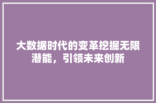 大数据时代的变革挖掘无限潜能，引领未来创新