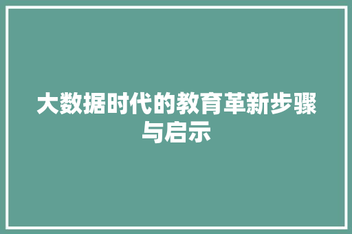 大数据时代的教育革新步骤与启示
