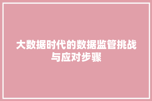大数据时代的数据监管挑战与应对步骤